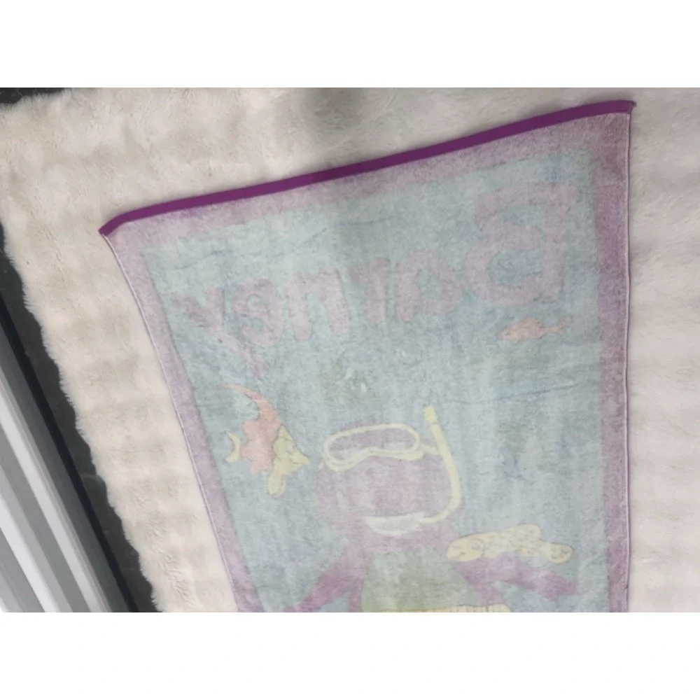 1992 Barney Snorkel Swimming Beach Towel Fish Ocean Lyons Group Vintage NEW